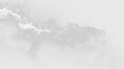 White smoke billows in a swirling pattern against a plain background as it slowly drifts and fades away, PNG with a light overlay © Liubov