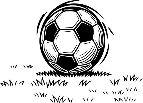 Soccer ball with motion lines on transparent background during game play for sports marketing