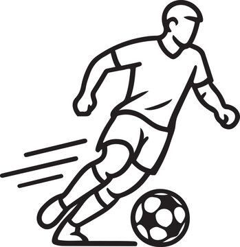 Soccer player in motion with ball dribbling on transparent background dynamic sport concept