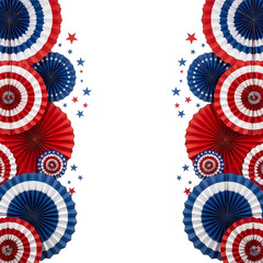 Obraz premium Patriotism Concept American Flag Colors on White Background Paper Fans