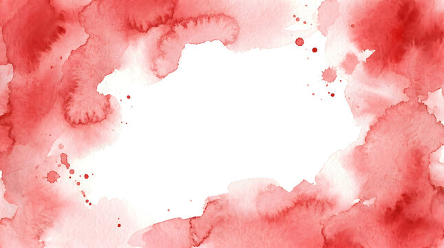 Abstract red watercolor background with white center space for festive banner and text layout
