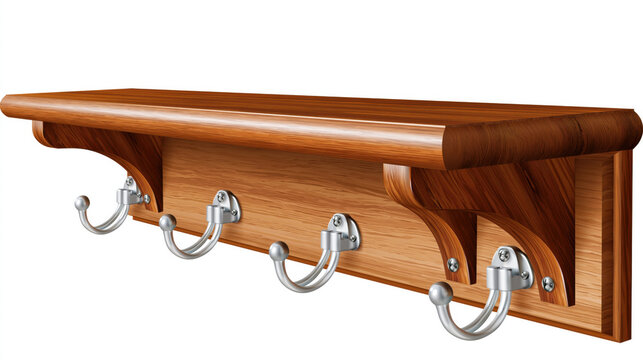 Wooden shelf coat hook wall mount storage hanger entryway metal home interior organization Wooden shelf with metal coat hook wall mount storage hanger for entryway home interior organization