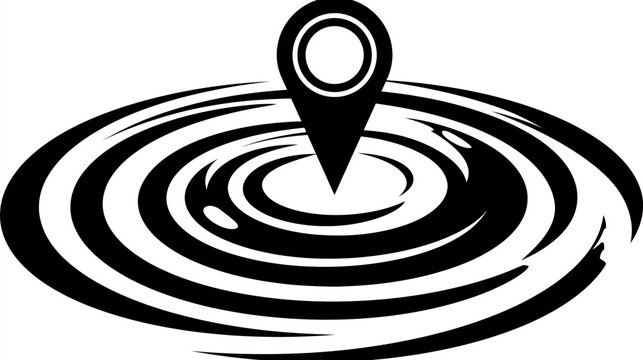 Location icon map marker gps symbol pin point ripple circle abstract design navigation concept target focus black white graphic Bold location icon map marker gps symbol pin point ripple
