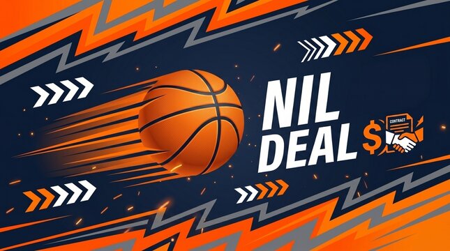Nil deals concept with basketball illustration and contract graphic