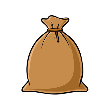 Illustration of a closed burlap sack tied at the top with a string