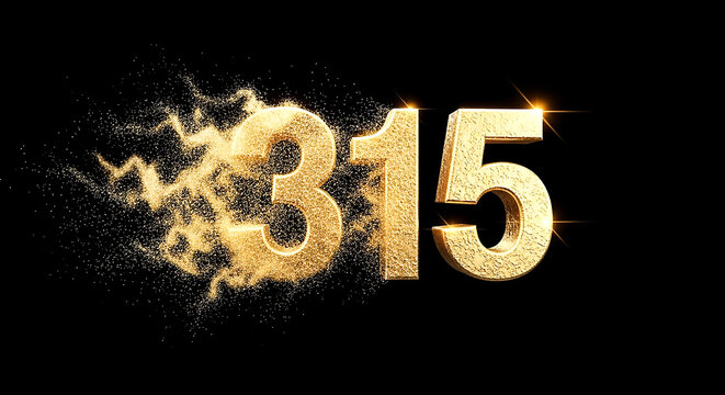 Dynamic golden explosion effect surrounding large, bold 3D number 315 for impactful visual emphasis.