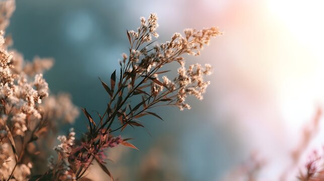 Soft pastel floral elements create an ethereal and peaceful background with gentle natural lighting