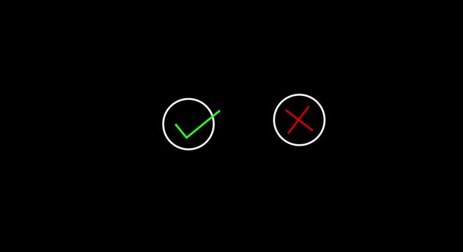 Minimalist green checkmark and circle icon on black background an inside a circular outline positioned next