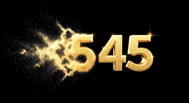 Vibrant digital illustration of the number 545 emerging from a golden explosion effect, ideal for dynamic visuals or celebratory themes.