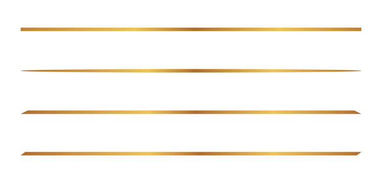 Luxury gold line dividers. Elegant metallic border elements. Minimal horizontal separator designs. Premium decorative line accents.