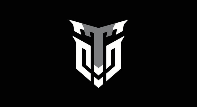 Modern geometric shield logo with letter T for branding