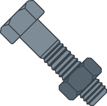 Bolt and Nut Metal Fastener Vector Illustration Icon