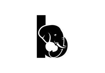 Modern lowercase letter b elephant logo on white background © sri