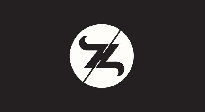 Modern letter Z monogram inside circle on black background