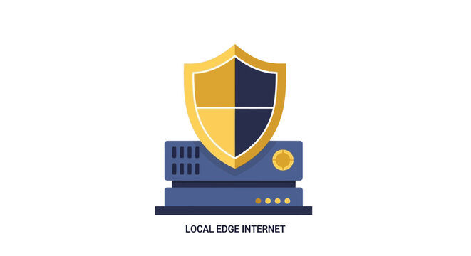 Local Edge Internet Security Icon with Server and Shield for Cybersecurity and Data Protection