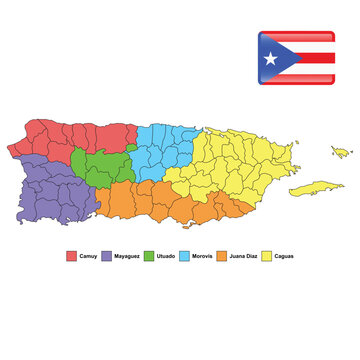 Puerto Rico Rural Development Map with Flag