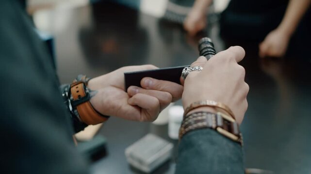 Leather Craftsman Setting Rivet on Strap