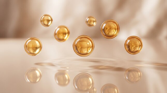 Floating Cosmetic Serum Capsules with Liquid Shadows