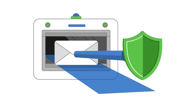 Secure Email Communication and Cyber Security Concept Illustration with Mail Envelope and Protection Shield