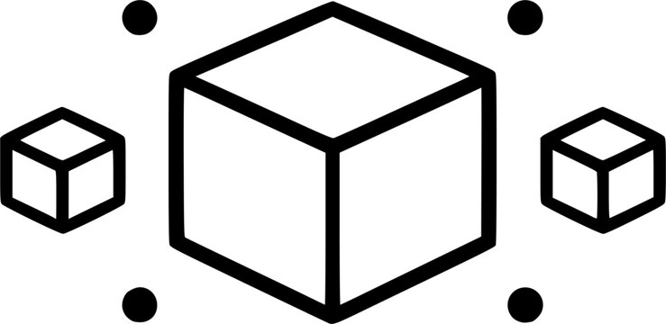 3D Cube Blockchain Digital Network Line Icon Vector