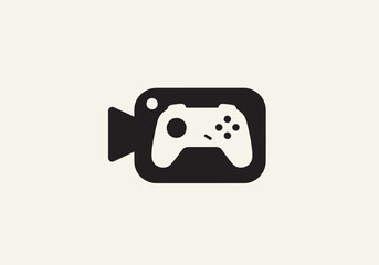 Minimalist gaming video camera icon with game controller silhouette © pikri