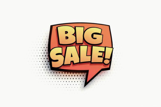 Big sale comic style speech bubble with yellow and orange colors