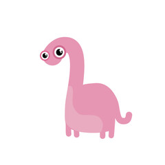 Cute pink dinosaur - banner, poster, vector illustration © KR Studio