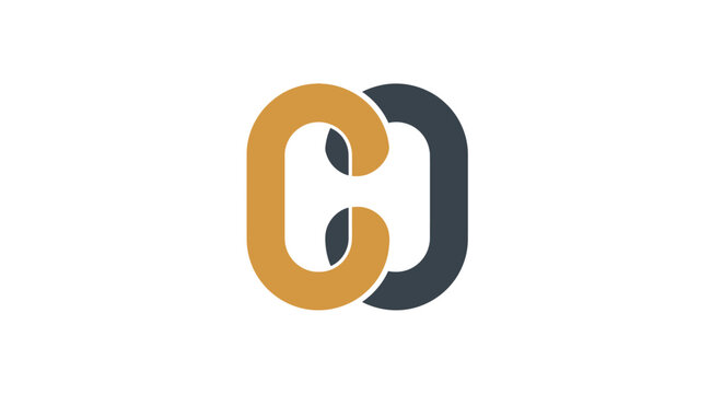 Modern minimalist interlocking CC monogram logo in gold and grey