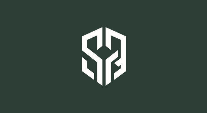 Modern minimalist monogram logo on dark green background
