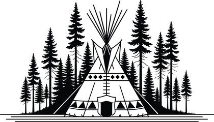 Native American teepee in a forest landscape © Rimi