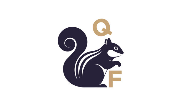 Modern squirrel logo design with letters Q and F
