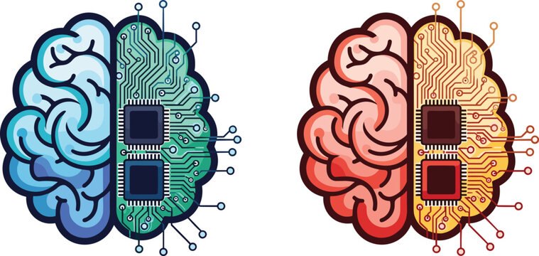 Brain with circuit board artificial intelligence concept technology, innovation, digital, mind, neural
