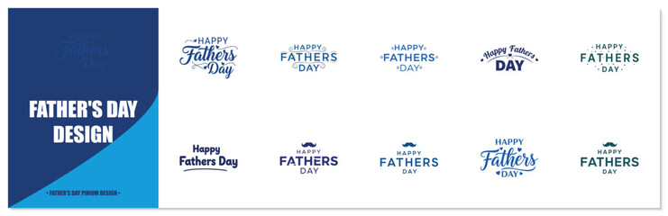 Fototapeta premium Happy fathers day lettering and typography collection on white.