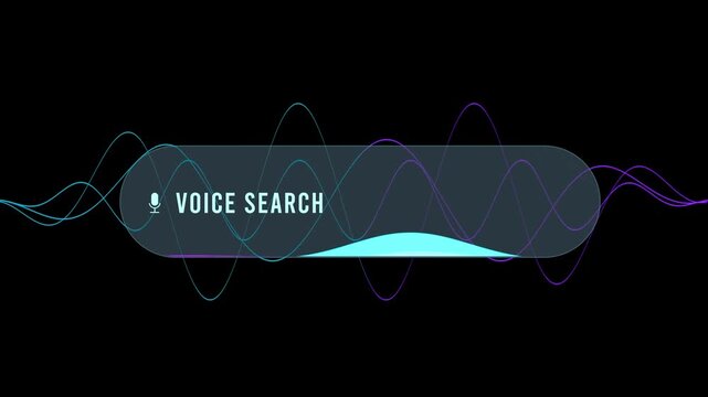 Voice Search Technology Activation with Sound Wave Visualization on Dark Background