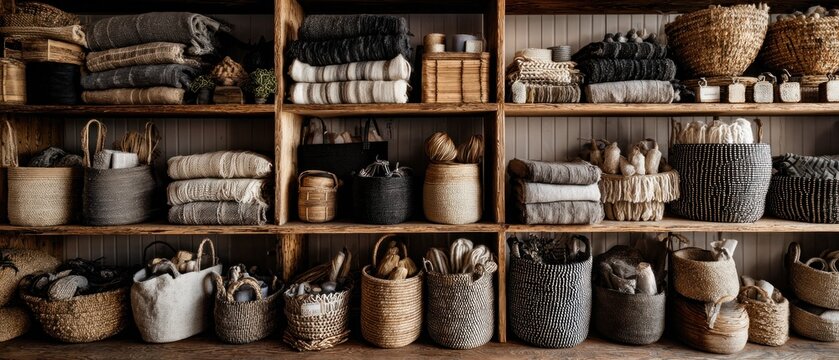 Display of baskets textiles and other household items