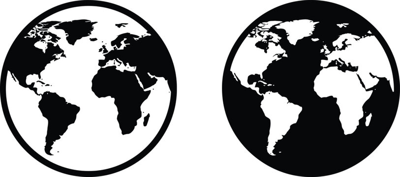 Vector earth globe silhouettes global maps world illustration geographic design elements for commercial use