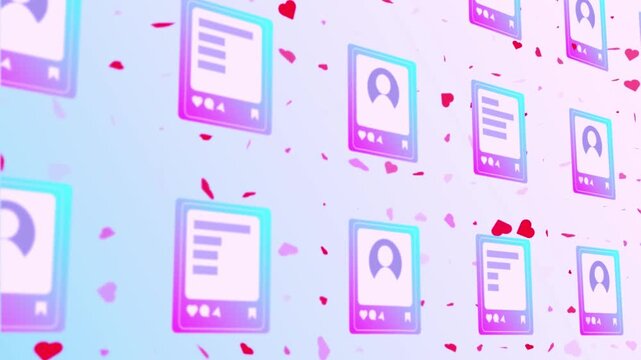 Colorful digital user profile icons with chat bubbles and notifications on abstract pastel background