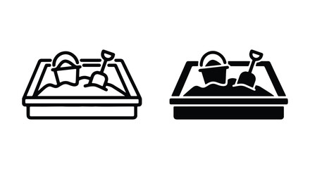 Sandbox with bucket and shovel icon set, vector illustration © PURE VECTOR WORK