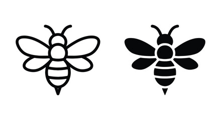 Bee icon set, outline and solid style, vector illustration of a honey bee, simple insect symbol for web and mobile design © PURE VECTOR WORK