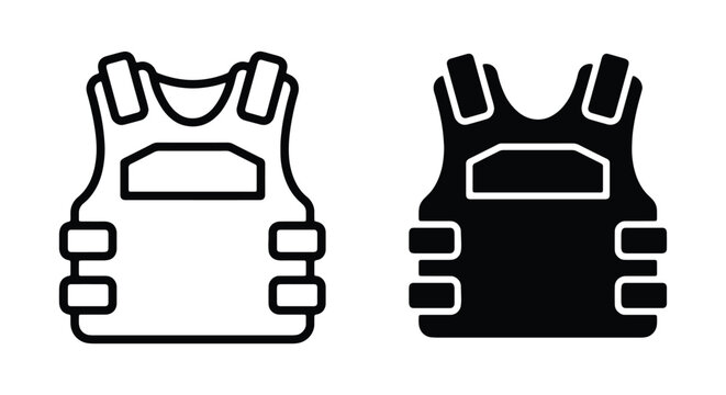 Bulletproof vest icon set, tactical body armor vector illustration