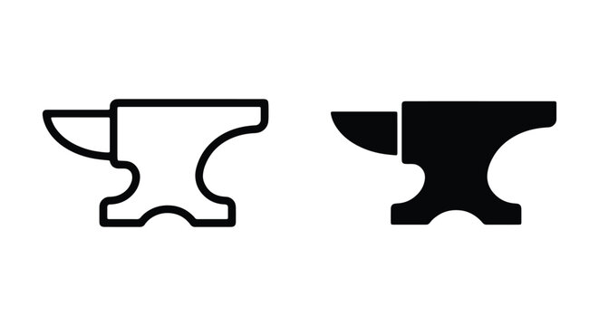 Anvil icon set, blacksmith tool symbol, vector illustration