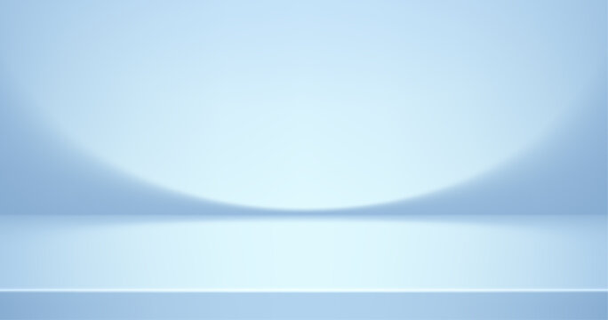 Abstract blue gradient backdrop features for product presentation. Vector illustration bg clean studio floor with soft lighting creates elegant minimal scene