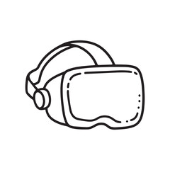Virtual Reality VR Headset Goggles Black And White Thick Line Vector Illustration.  © shahariea