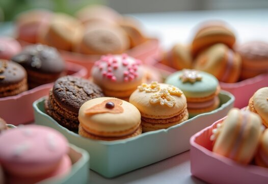 Elegant Collection of French Cookies in Chic Pastel Boxes from Exclusive Patisserie Artistry