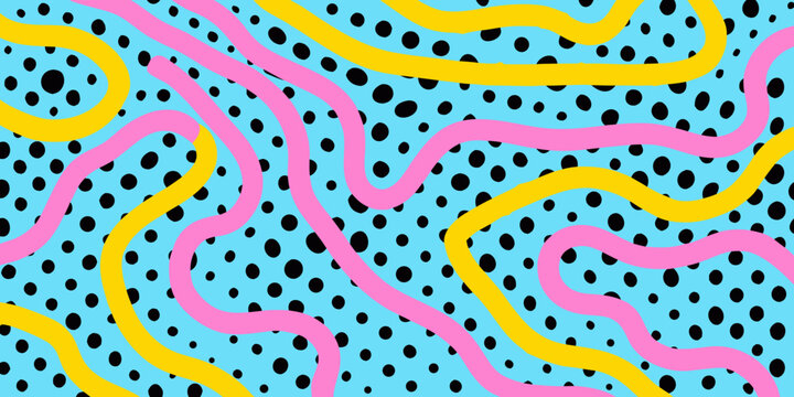 abstract wavy pattern with polka dots in pop art style