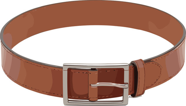 Classic Leather Belt with Metal Buckle, Fashion Accessory for Casual and Formal Wear, Stylish Apparel Vector Illustration