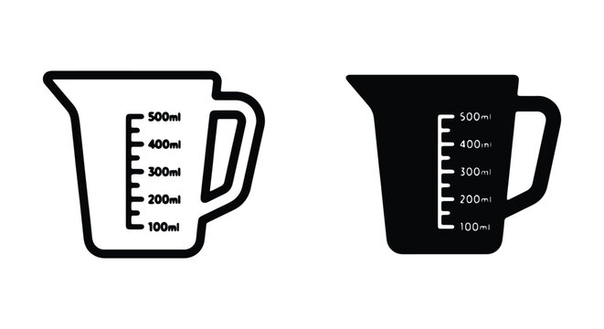 Measuring cup icon set, kitchen tool for liquid measurement, vector illustration