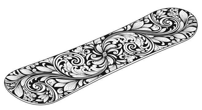 Intricate floral pattern on skateboard deck
