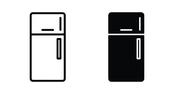 Refrigerator icon set, vector illustration of fridge with freezer compartment
