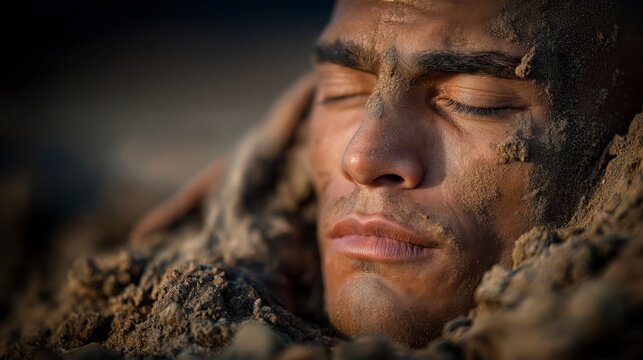 Adam rises from the dust beneath the first morning light, portraying the sacred beginning of humanity and the life-giving breath that reflects God&rsquo;s creative purpose.
